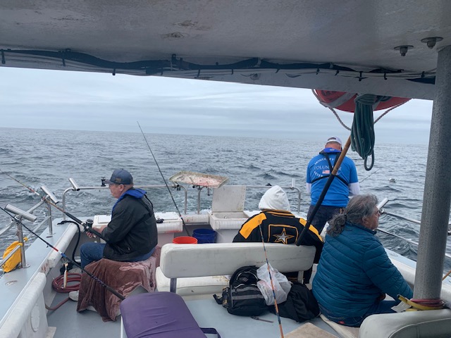 Veterans fishing together on Monterey Bay trip