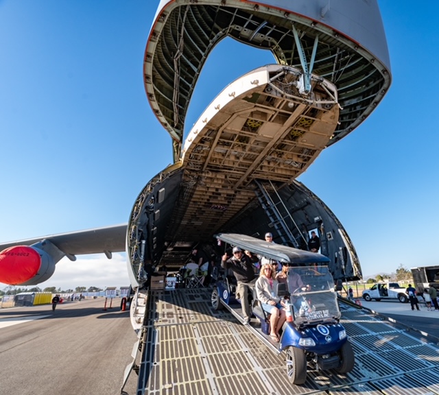 MBV shuttle inside C-5 Galaxy cargo plane at airshow