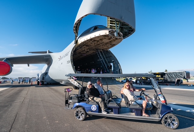 Veterans riding MBV shuttle out of C-5 Galaxy aircraft