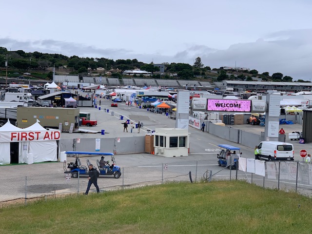 WeatherTech Raceway paddock overview with MBV shuttles